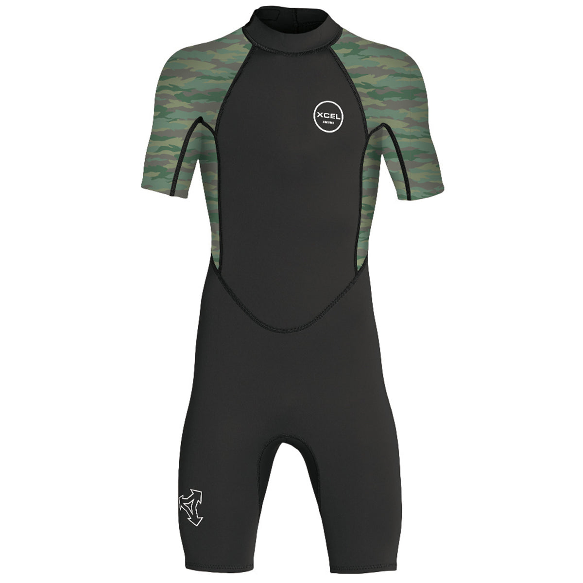 XCEL Axis Short Sleeve 2mm Springsuit - Boys' Black/Green Camo