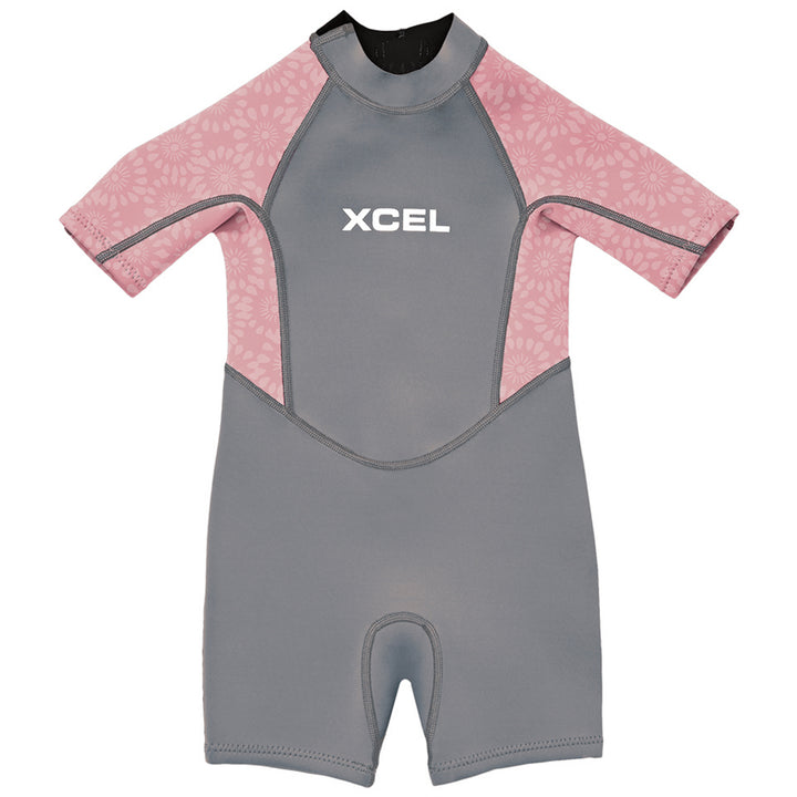 XCEL Short Sleeve 1mm Springsuit - Toddlers' Grey/Mesa Rose Flower Print