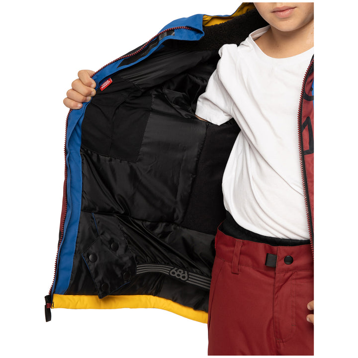 686 Forest Insulated Jacket - Boys' Primary Blue Colorblock