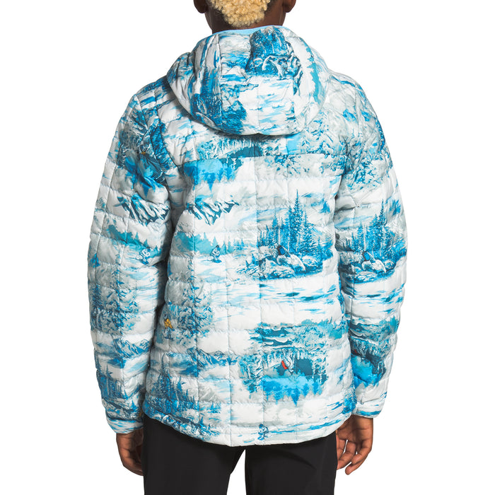 The North Face ThermoBall Eco Hoodie - Boys' Ethereal Blue Yeti Scenic Print