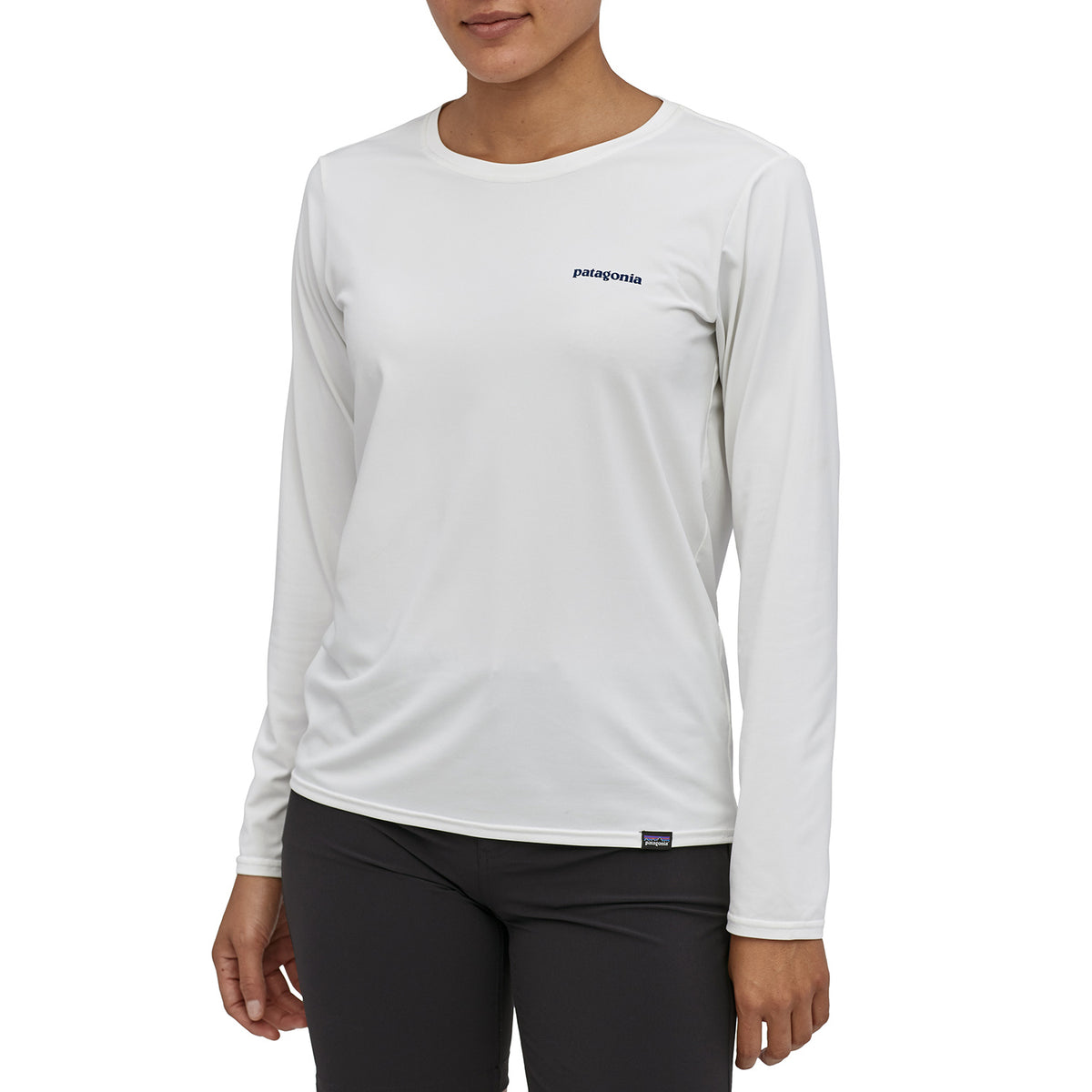 Patagonia Long-Sleeve Cap Cool Daily T-Shirt - Women's Boardshort Logo: White