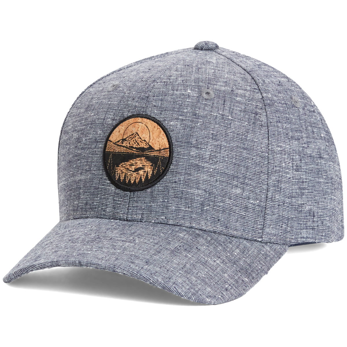 Tentree Lake Cork Patch Hemp Elevation Hat Dark Ocean Blue Heather