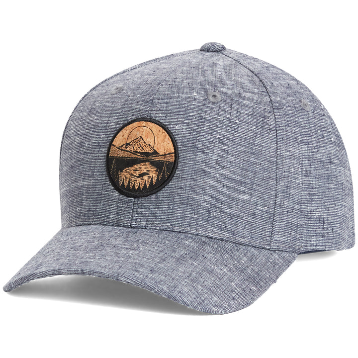 Tentree Lake Cork Patch Hemp Elevation Hat Dark Ocean Blue Heather