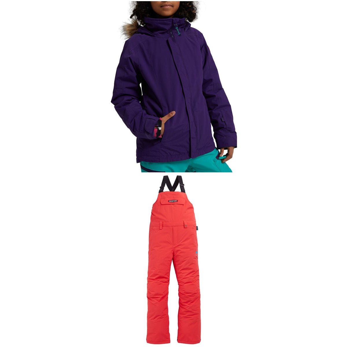 Burton Bennett Jacket - Girls' + Skylar Bibs - Kids'