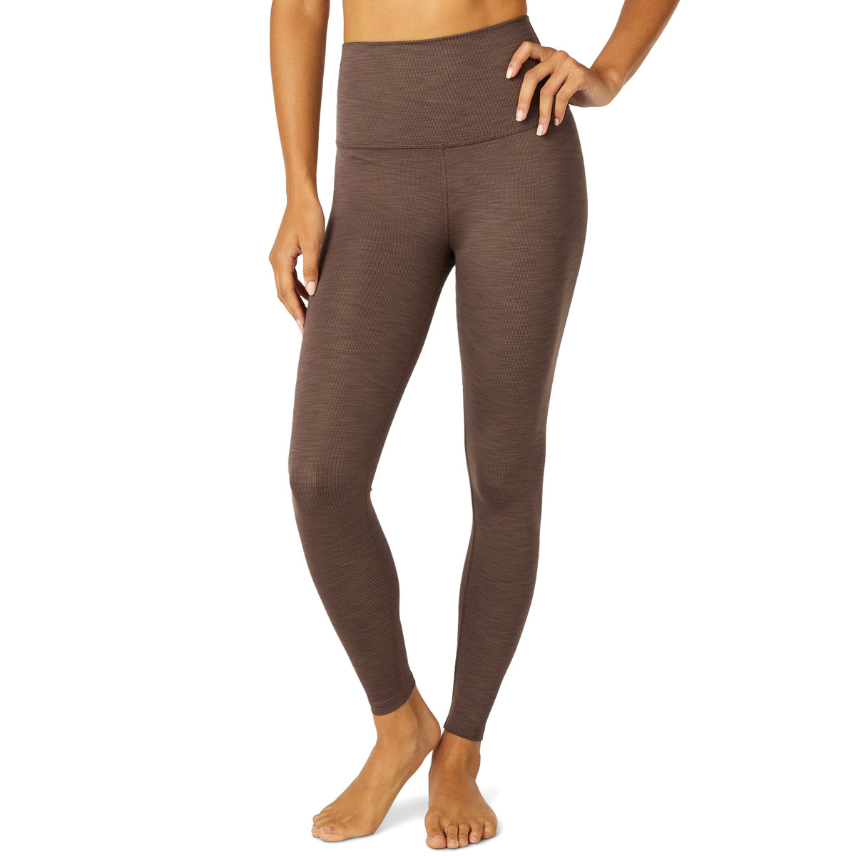 Beyond Yoga Heather Rib High-Waisted Midi Leggings - Women's Cocoa Brown Heather