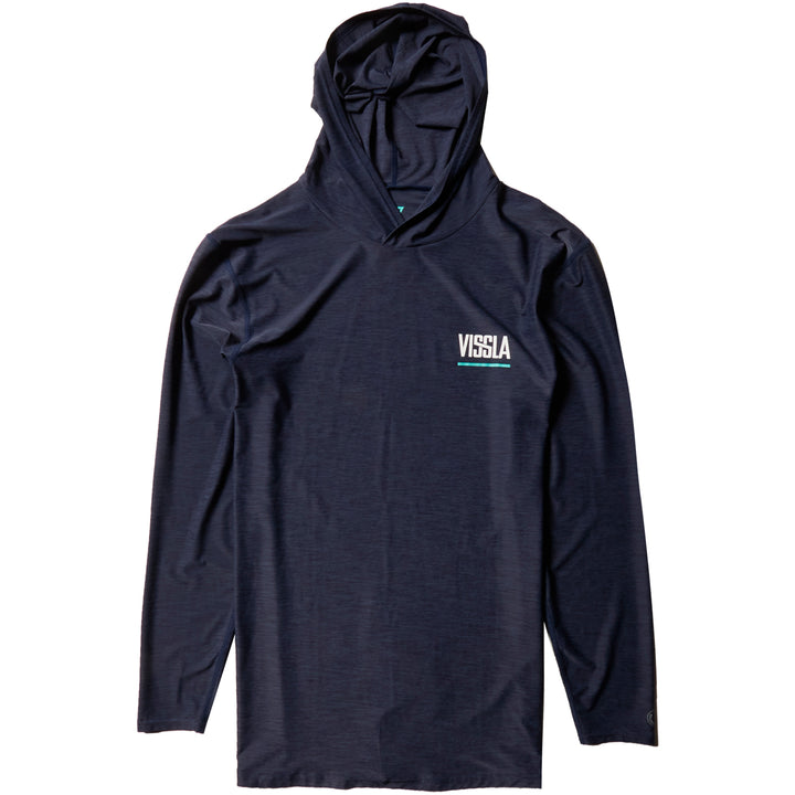 Vissla Twisted Hooded Long Sleeve Surf Shirt Naval Heather