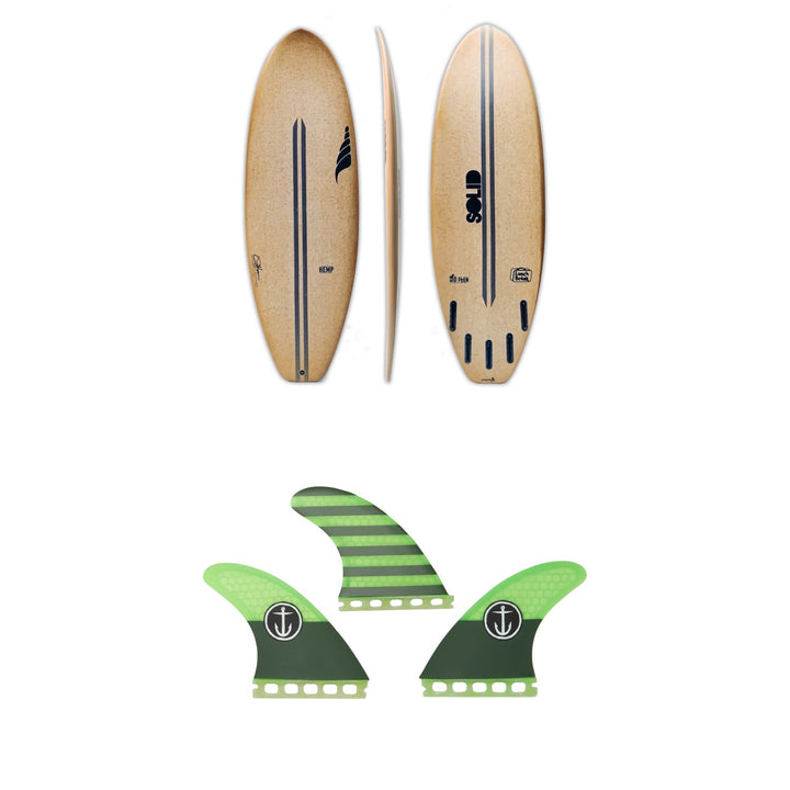 Solid Surf Co Lunch Break Surfboard + Captain Fin CF Medium Single Tab Tri Fin Set