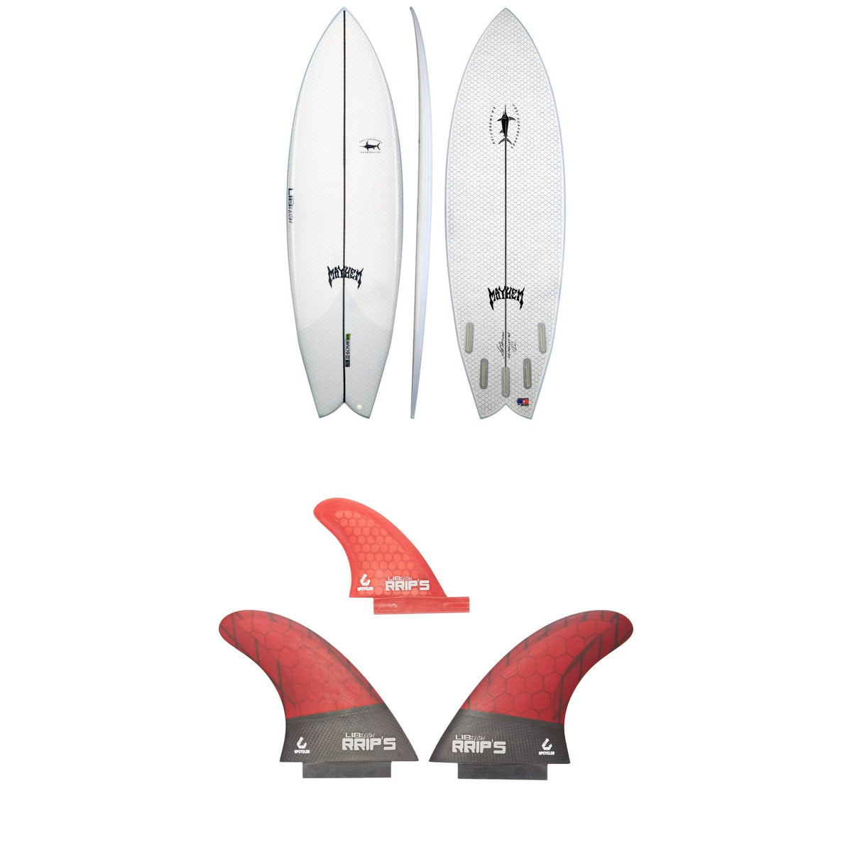 Lib Tech x Lost KA Swordfish Exacta Surfboard + Twin + Trailer Fin Set