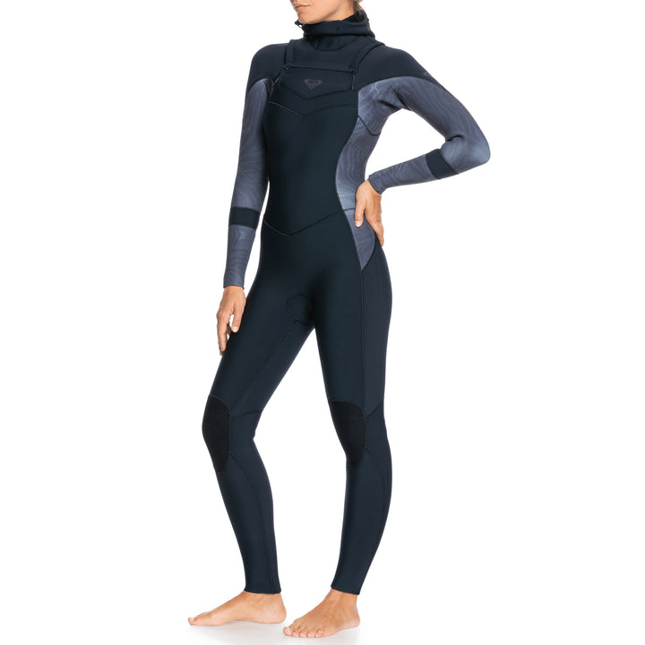 Roxy 5/4/3 Syncro Chest Zip Hooded Wetsuit - Women's Jet/Black