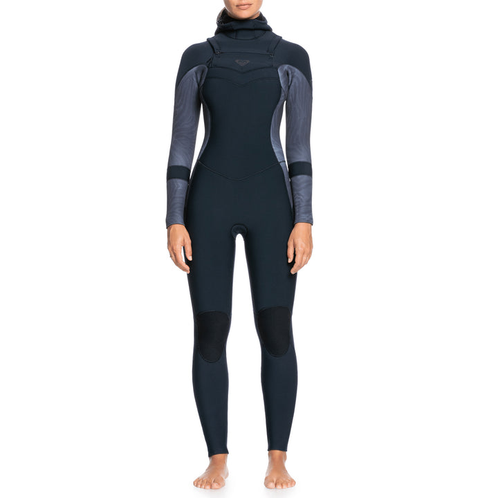Roxy 5/4/3 Syncro Chest Zip Hooded Wetsuit - Women's Jet/Black