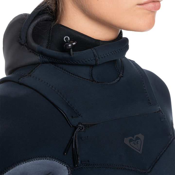Roxy 5/4/3 Syncro Chest Zip Hooded Wetsuit - Women's Jet/Black