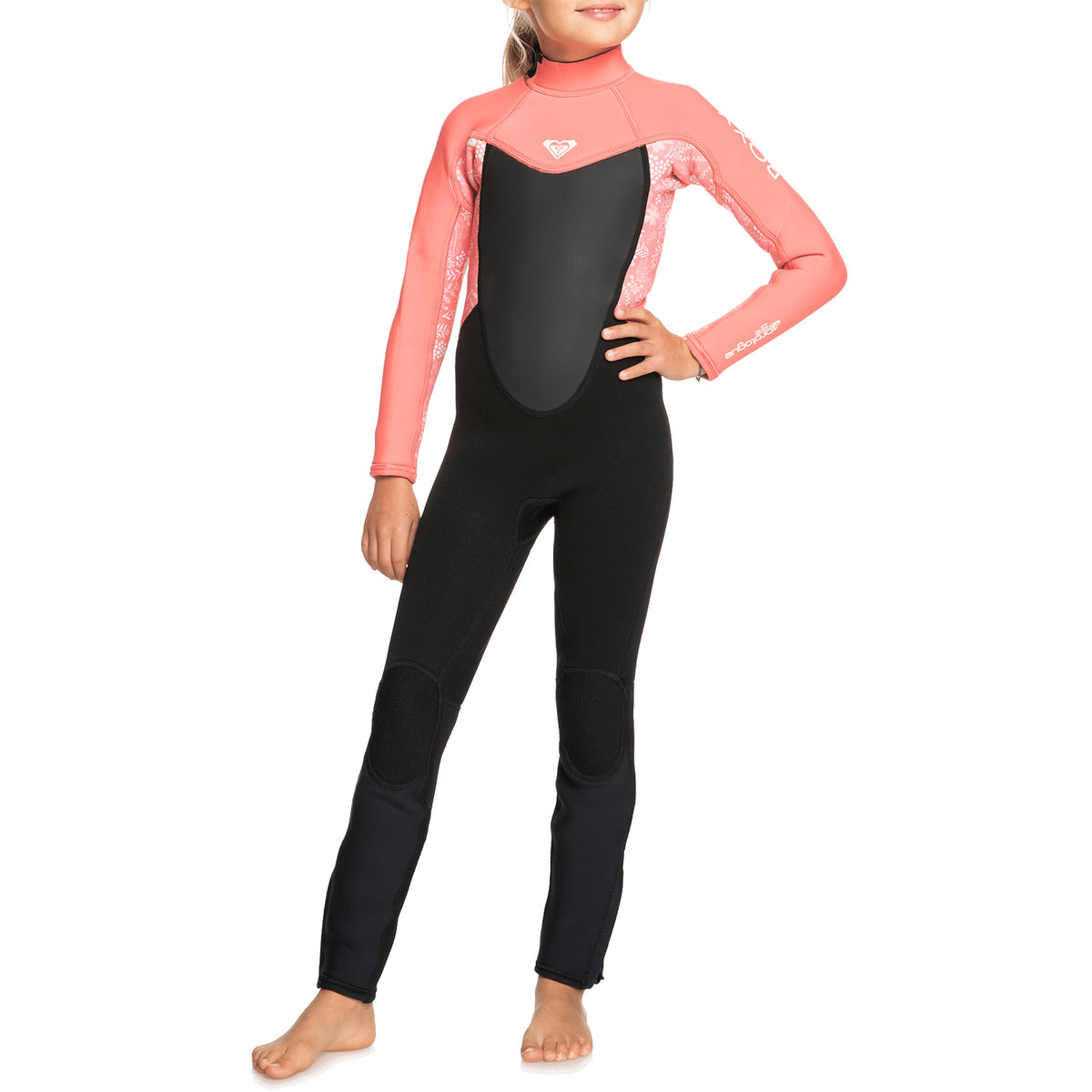 Roxy 3/2 Prologue Teeny Back Zip Wetsuit - Toddler Girls' Black/Coral Flame/Bright White