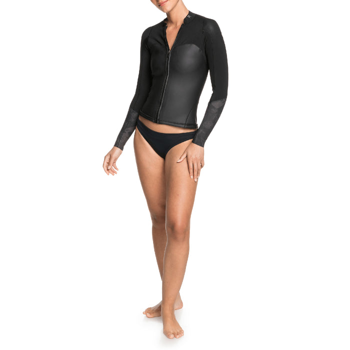 Roxy 1mm Satin Front Zip Long Sleeve Wetsuit Jacket - Women's Black