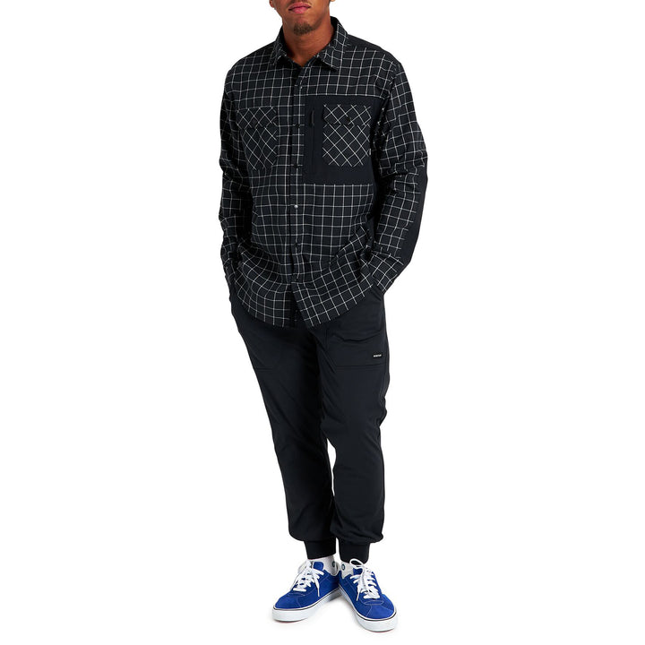 Burton Brighton Long-Sleeve Performance Flannel - Men's True Black Performer Plaid