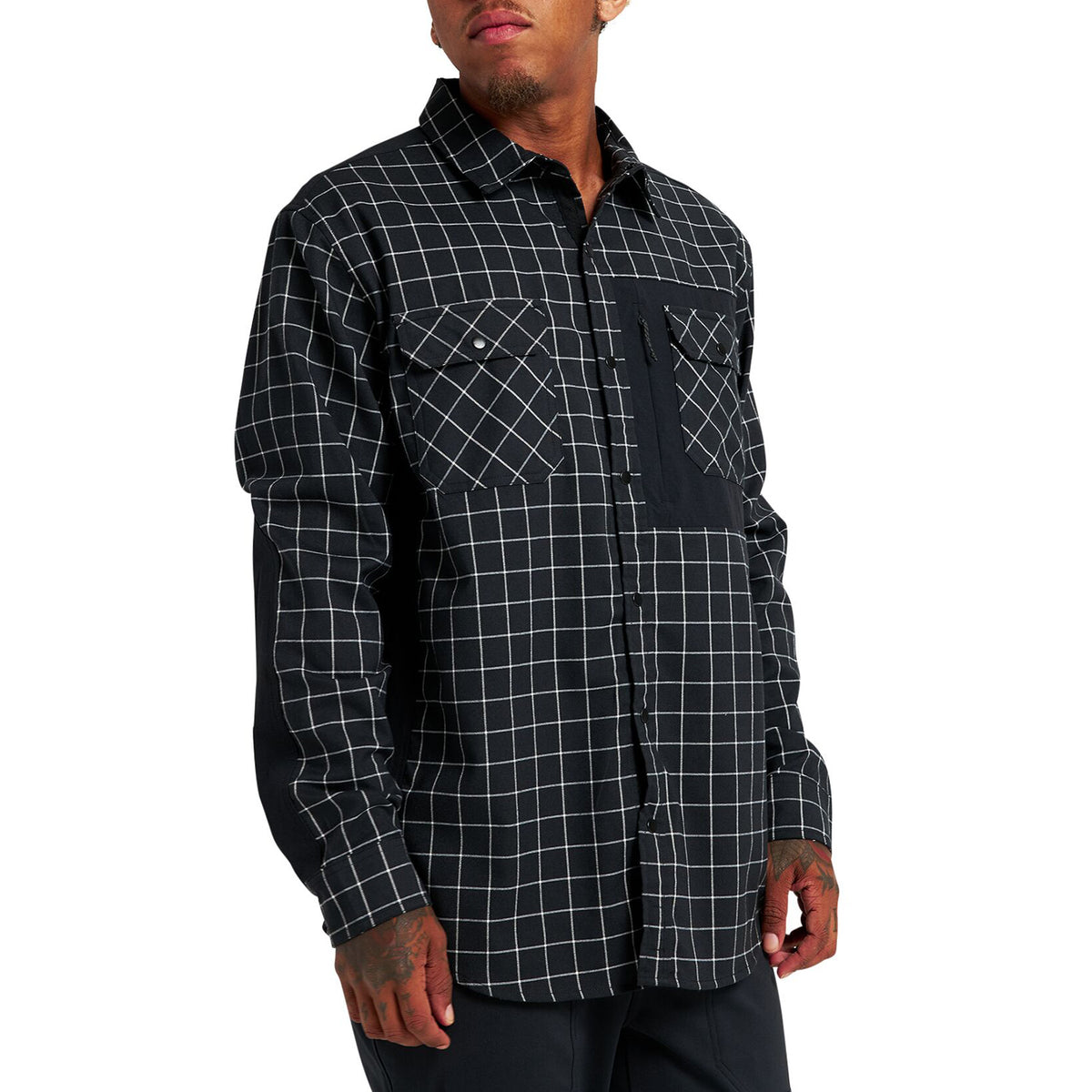 Burton Brighton Long-Sleeve Performance Flannel - Men's True Black Performer Plaid