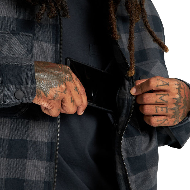 Burton Brighton Insulated Flannel - Men's True Black Heather Buffalo Plaid