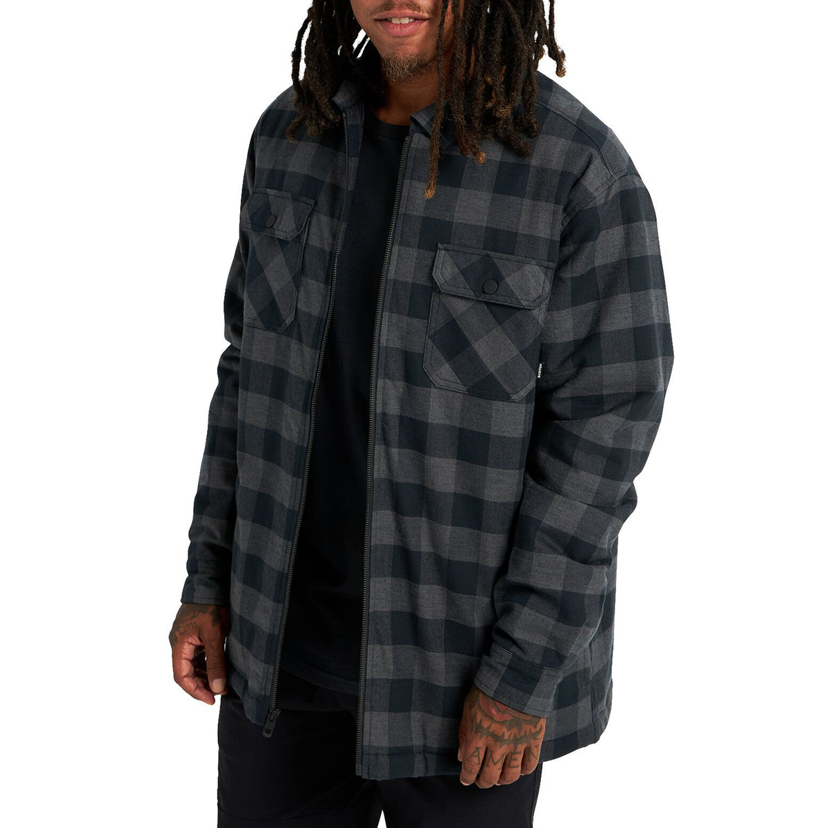Burton Brighton Insulated Flannel - Men's True Black Heather Buffalo Plaid