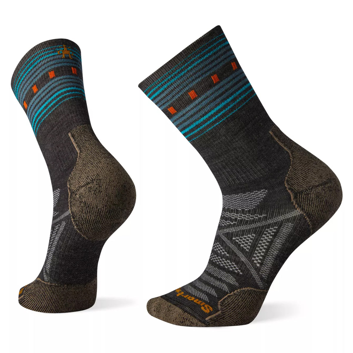 Smartwool PhD® Outdoor Light Pattern Crew Socks - Men's Charcoal