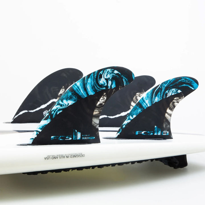 FCS II MB PC Carbon Medium Tri-Quad Fin Set Blue