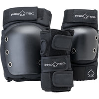 Pro-Tec Street Gear Junior Open Back Skateboard Pads 3-Pack - Kids' Black::Black