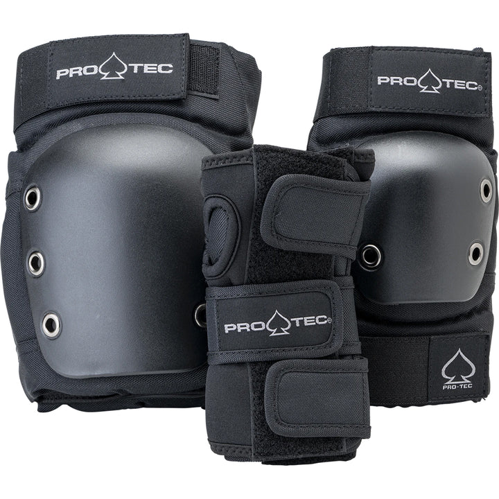 Pro-Tec Street Gear Junior Open Back Skateboard Pads 3-Pack - Kids' Black
