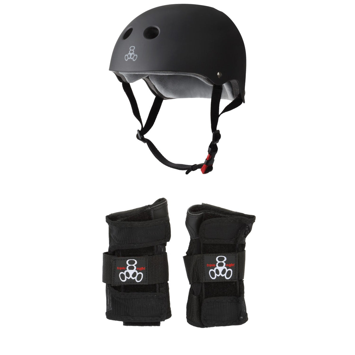 Triple 8 The Certified Sweatsaver Skateboard Helmet + Wristsaver Slide On Wrist Guards