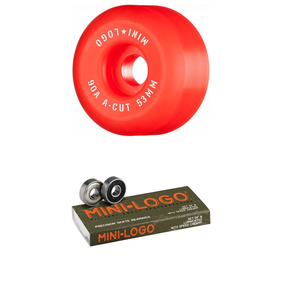 Mini Logo Hybrid A-Cut 2 90A Skateboard Wheels + Mini Logo Skateboard Bearings