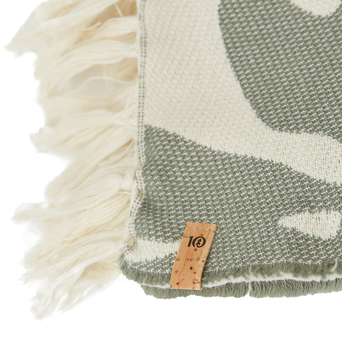 Tentree Organic Cotton Vintage Jungle Woven Towel Agave Green/Elm White