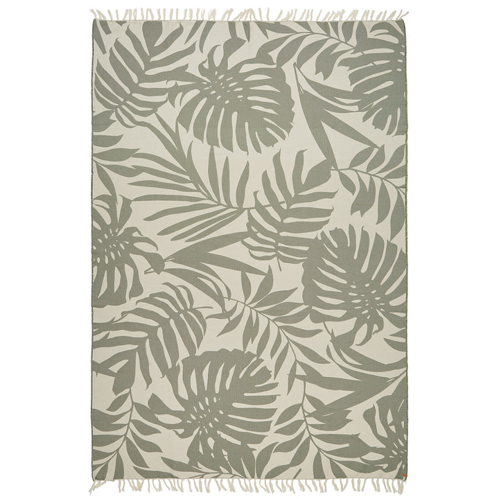 Tentree Organic Cotton Vintage Jungle Woven Towel Agave Green/Elm White
