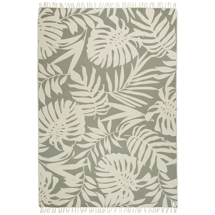 Tentree Organic Cotton Vintage Jungle Woven Towel Agave Green/Elm White