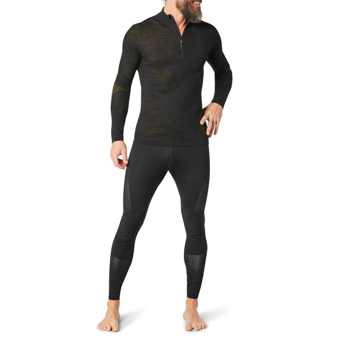 Smartwool Intraknit Merino 200 Pattern 1/4 Zip Top - Men's Black/ Military Olive Camo