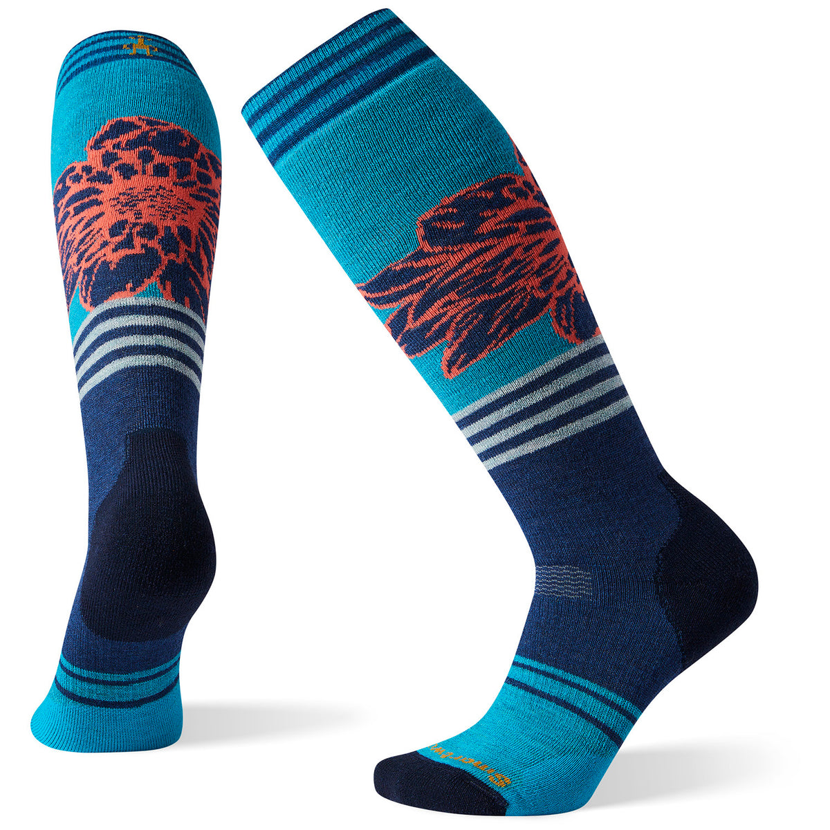 Smartwool Performance Snow Full Cushion Traced Dahlia Pattern OTC Socks - Women's Alpine Blue