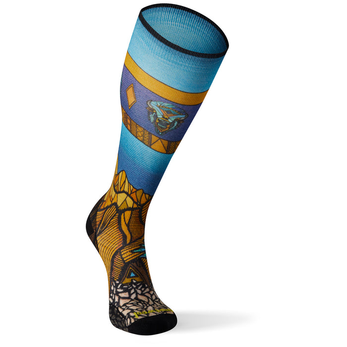 Smartwool Performance Ski Zero Cushion Mountain Escape Print OTC Socks Desert Sand