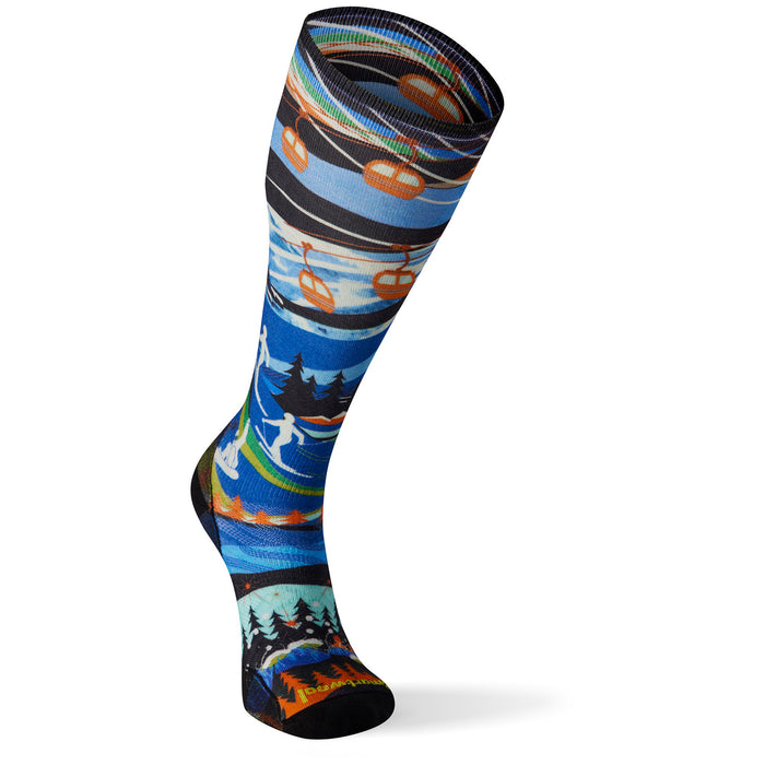 Smartwool Performance Ski Zero Cushion Skication Print OTC Socks Mist Blue