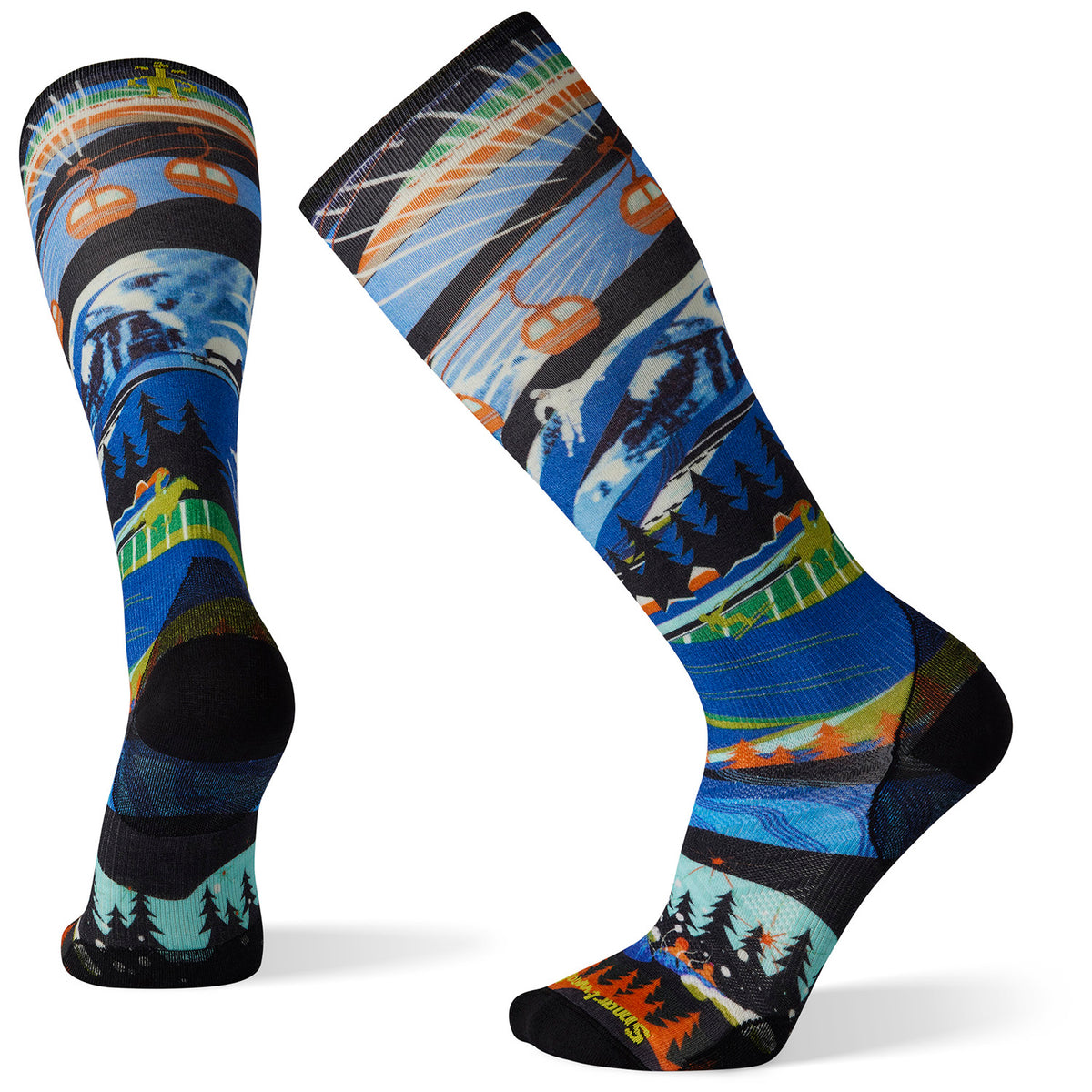Smartwool Performance Ski Zero Cushion Skication Print OTC Socks Mist Blue