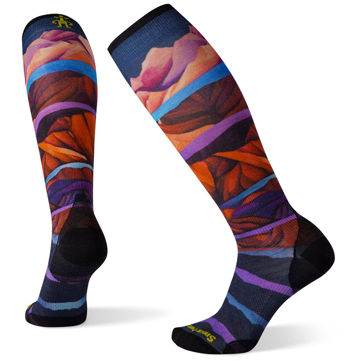 Smartwool Performance Ski Zero Cushion Mountain Print OTC Socks - Women's Deep Navy
