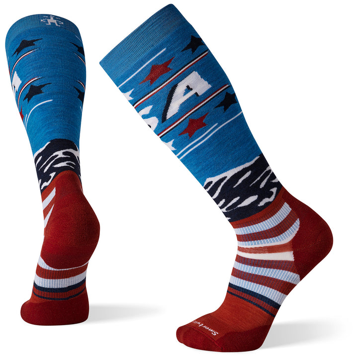 Smartwool Performance Snow Targeted Cushion Pattern USA Flag OTC Socks Neptune Blue