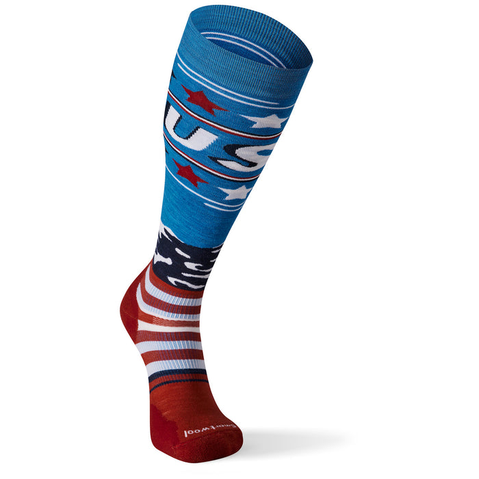 Smartwool Performance Snow Targeted Cushion Pattern USA Flag OTC Socks Neptune Blue