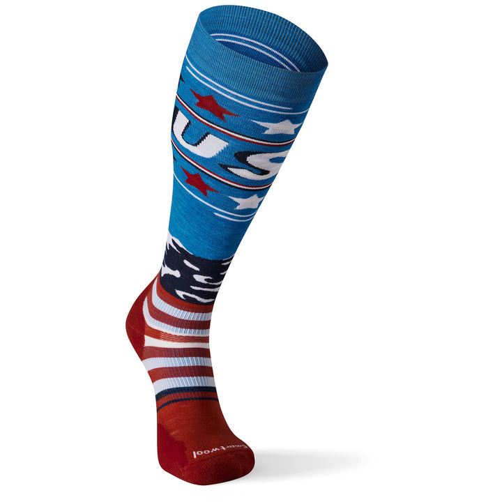 Smartwool Performance Snow Targeted Cushion Pattern USA Flag OTC Socks Neptune Blue