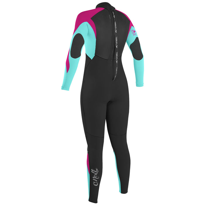 O'Neill 4/3 Epic Back Zip Wetsuit - Girls' Black/Seaglass/Berry