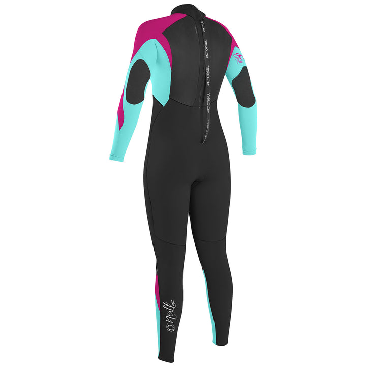 O'Neill 4/3 Epic Back Zip Wetsuit - Girls' Black/Seaglass/Berry