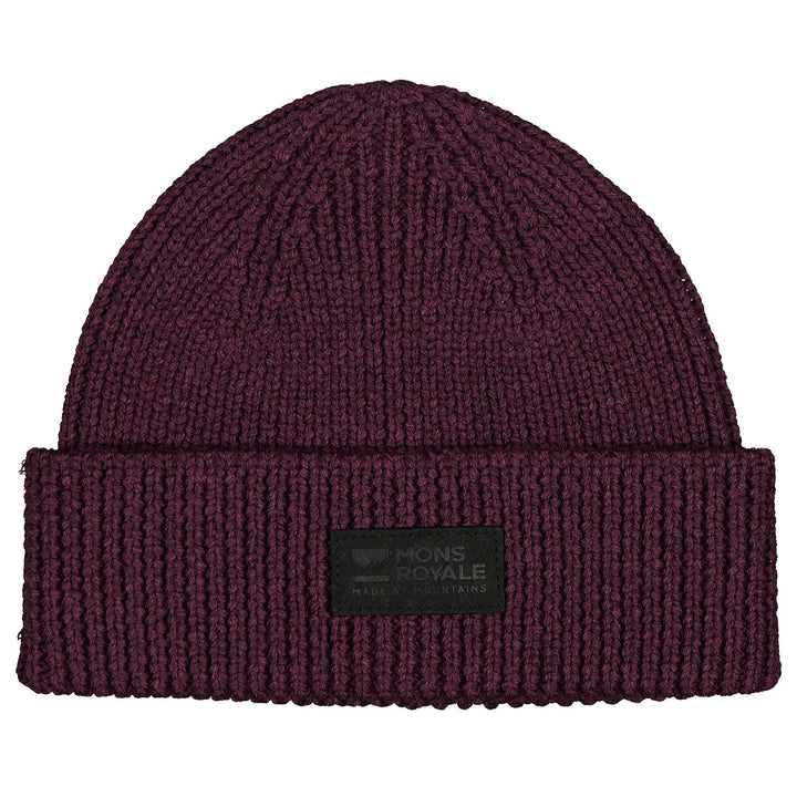 MONS ROYALE Fishermans Beanie Wine Marl