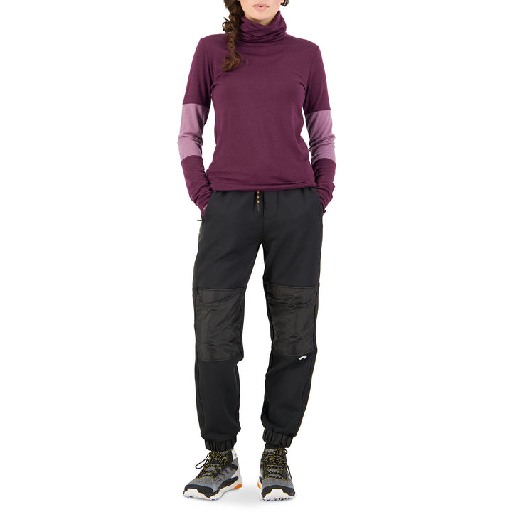 MONS ROYALE Cornice Rollover Long Sleeve Top - Women's Wine/Mauve