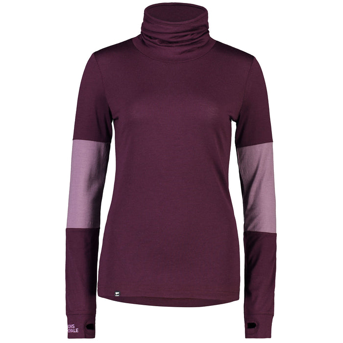 MONS ROYALE Cornice Rollover Long Sleeve Top - Women's Wine/Mauve