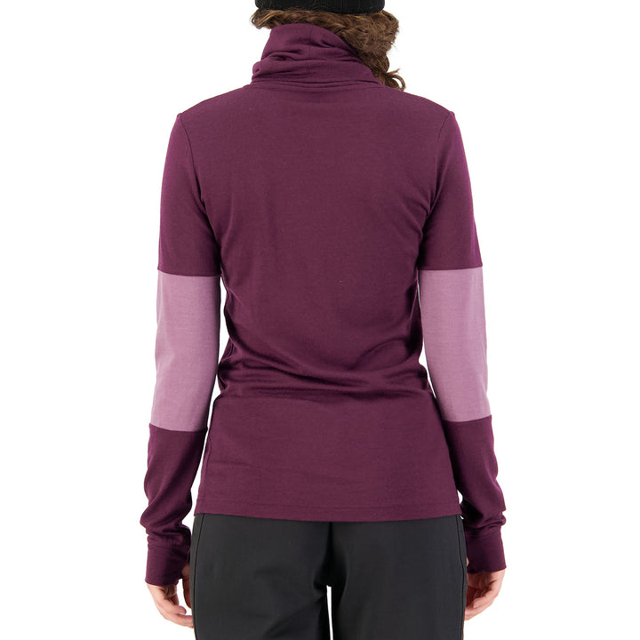 MONS ROYALE Cornice Rollover Long Sleeve Top - Women's Wine/Mauve