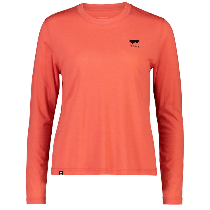 MONS ROYALE Icon Relaxed LS Top - Women's Hot Coral
