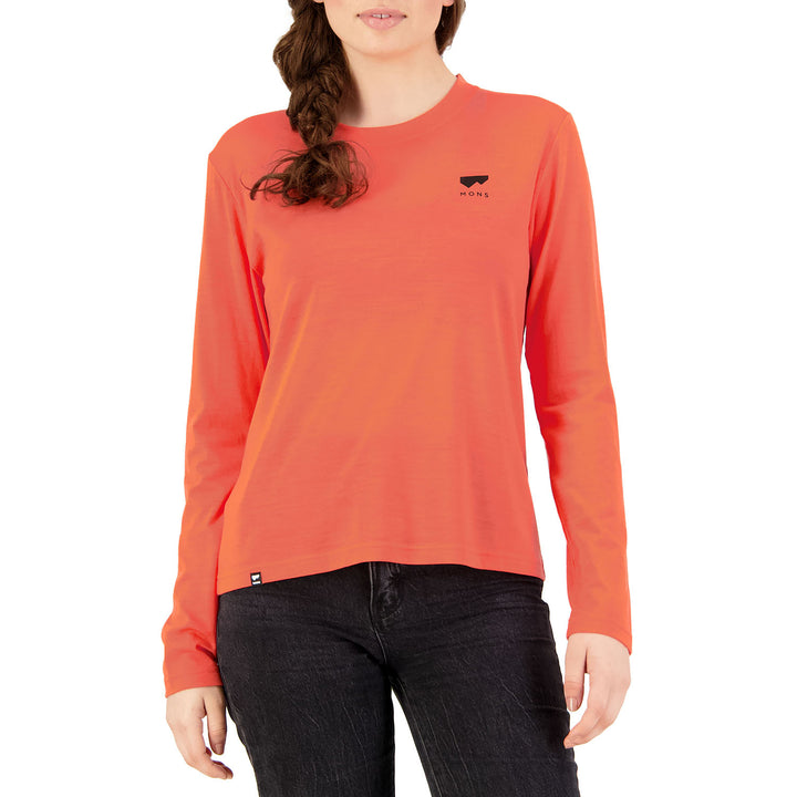 MONS ROYALE Icon Relaxed LS Top - Women's Hot Coral