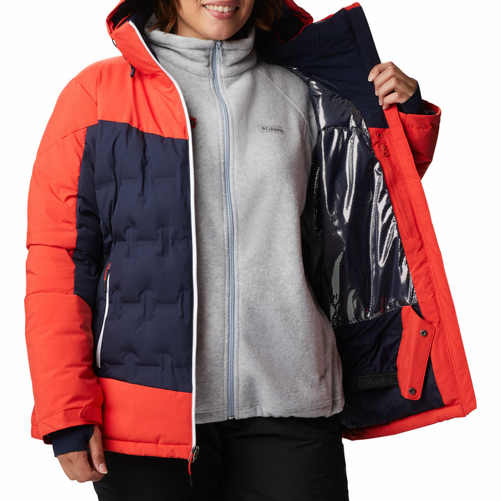 Columbia Wild Card Down Plus Size Jacket - Women's Dark Nocturnal, Bold Orange