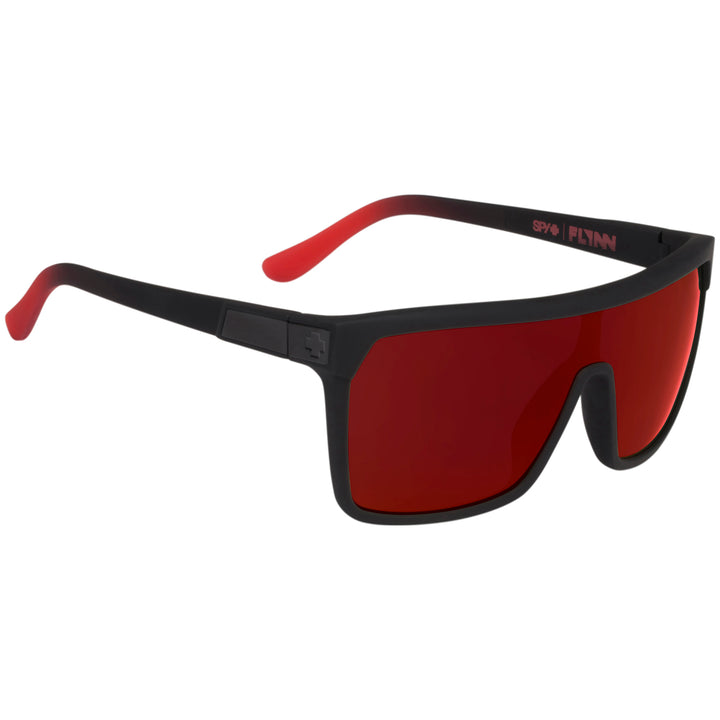 Spy Flynn Sunglasses Soft Matte Black/Red Fade/Happy Gray Green with Red Light Spectra Mirror