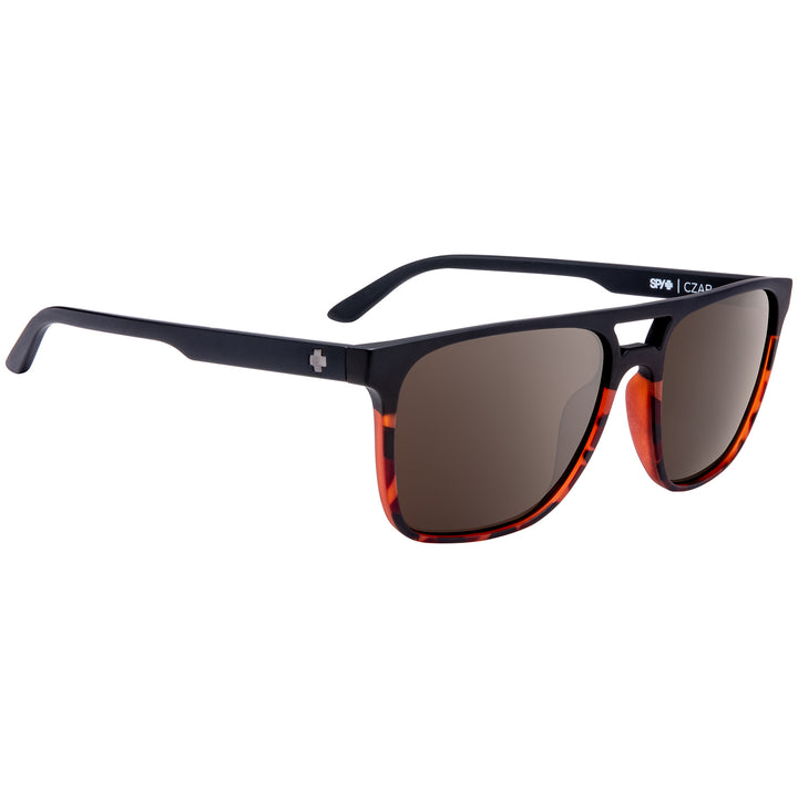 Spy Czar Sunglasses Matte Black/Tort Fade Happy Bronze Polar With Black Spectra Mirror